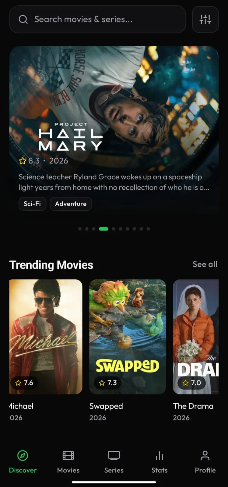 Discover screen